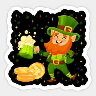 Leprechaun Drinking Beer St. Patrick's Day Sticker